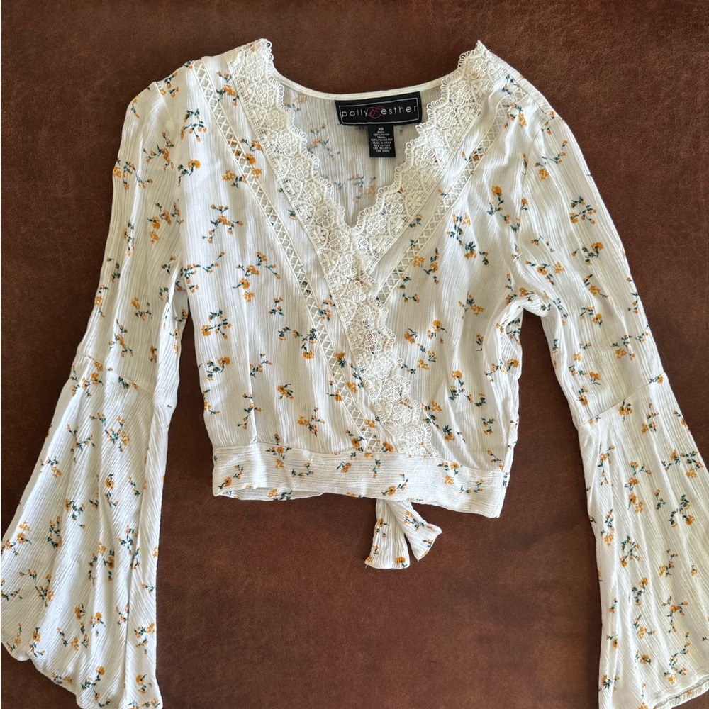 Lace and floral shirt